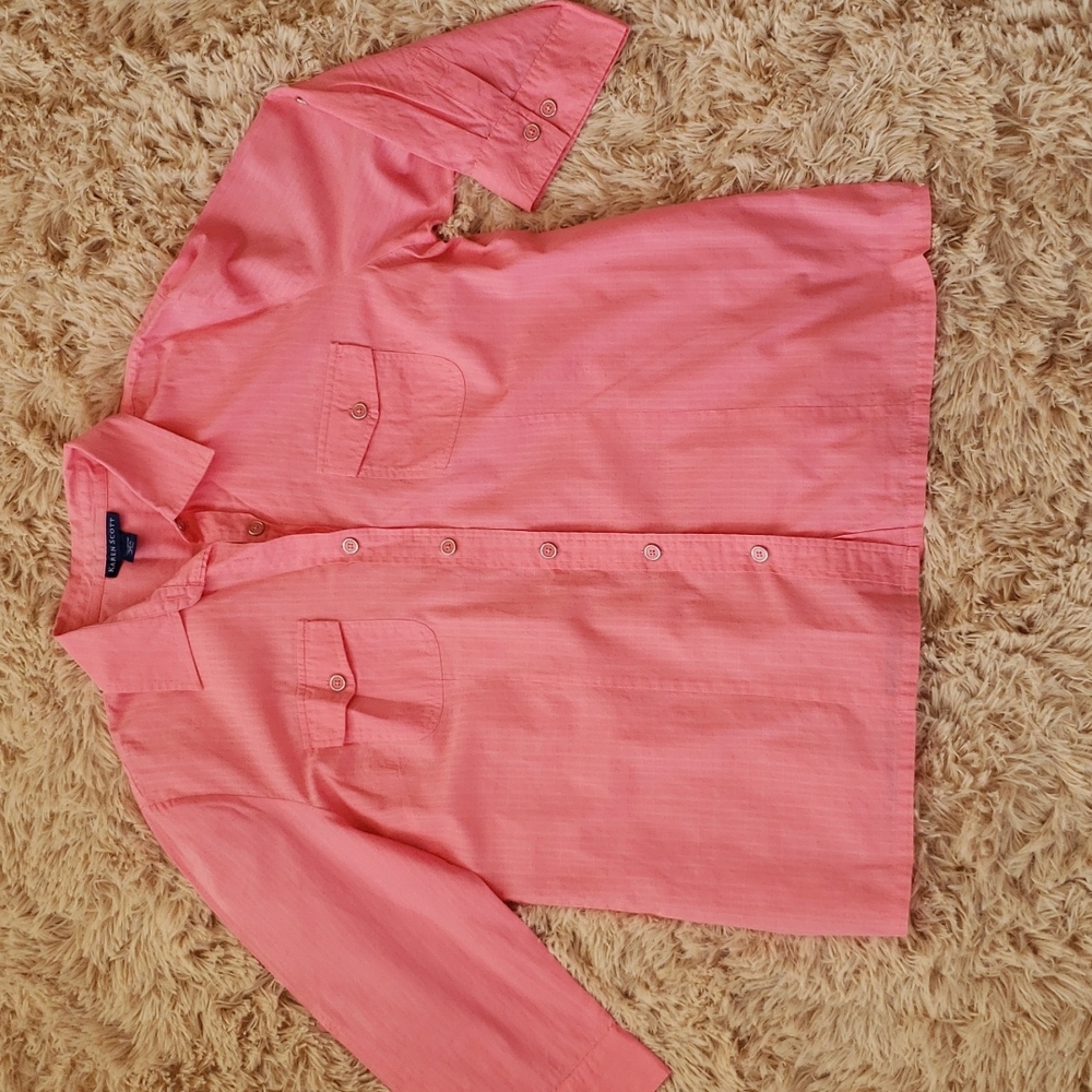 Karen Scott misses top, coral, button up